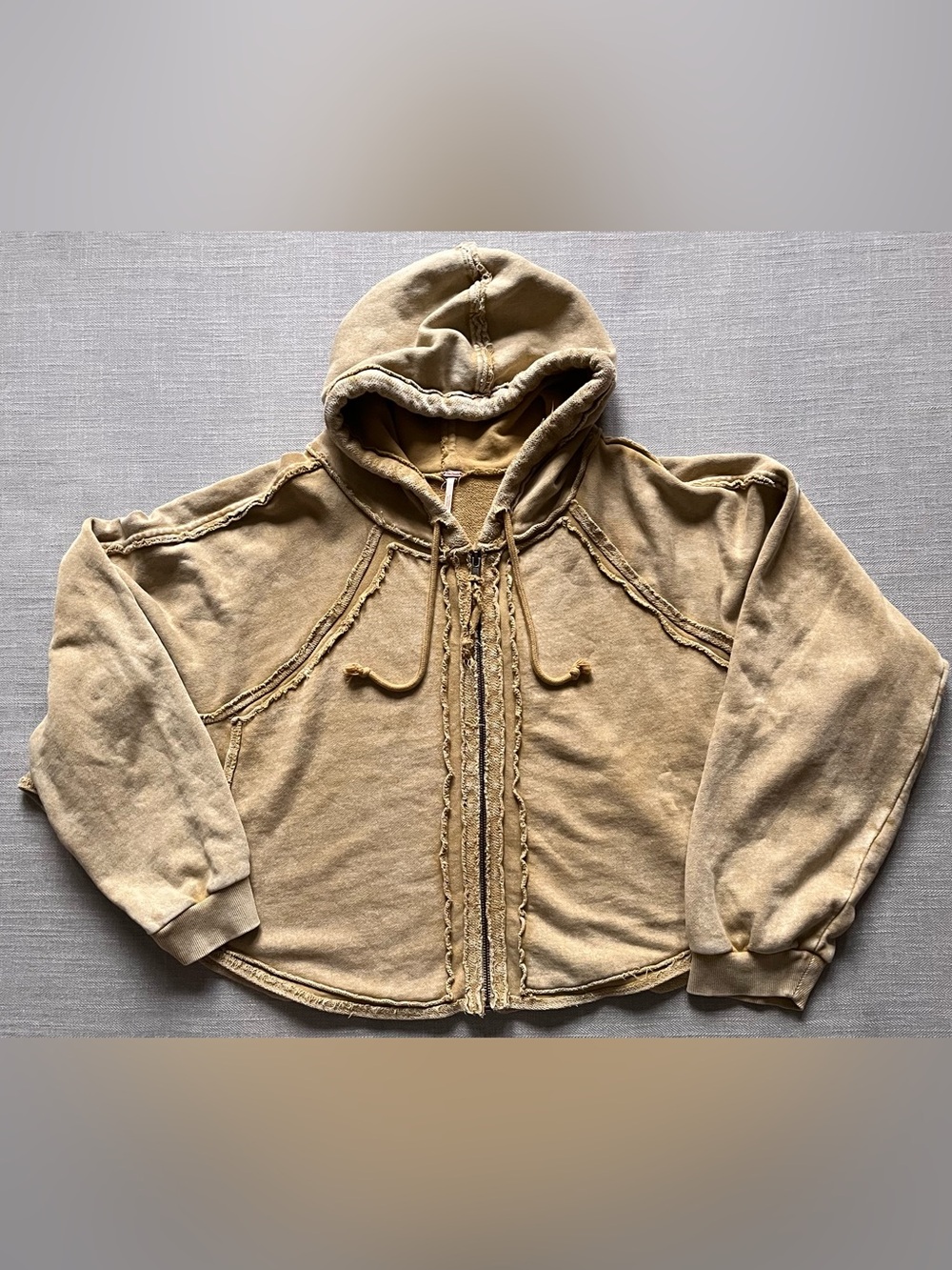Free People Kara Cardi Zip Up Oversized Slouchy Cotton Hoodie in Golden Yellow - Picture 4 of 15